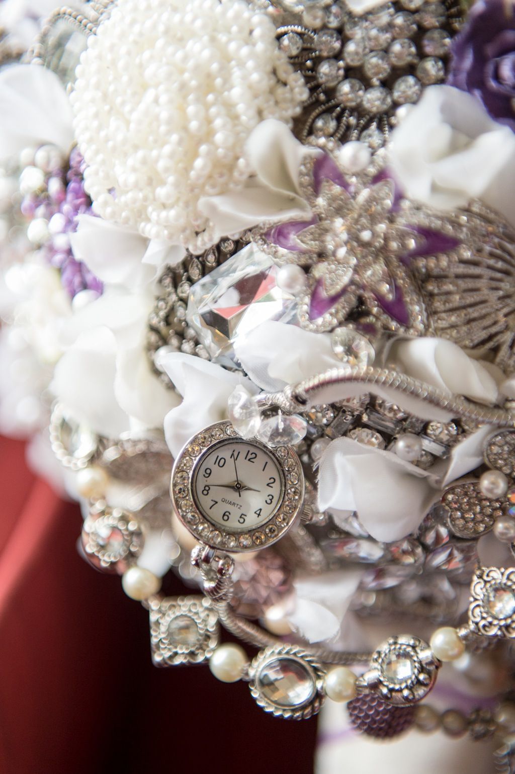 Purple, Vintage Jeweled Brooch Wedding Bouquet
