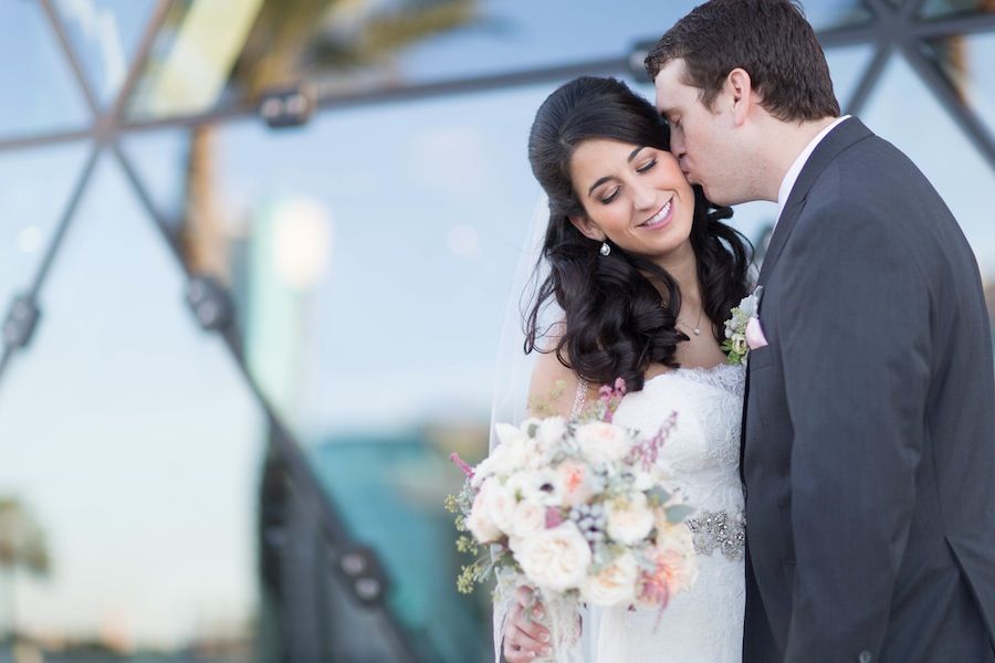 20 Downtown St. Pete Bride and Groom at Dali Museum | Wedding Portrait by Roohi Photography