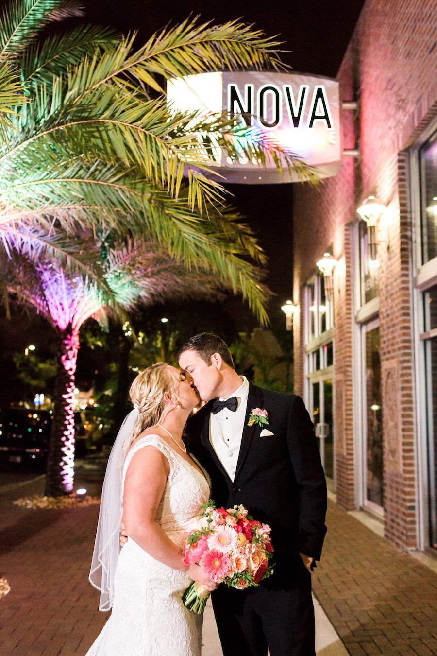 Outdoor, St Pete Wedding Ceremony, Bride and Groom First Kiss Portrait| St. Pete Wedding and Event Space NOVA 535