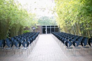 Modern wedding ceremony in bamboo gardens at NOVA 535