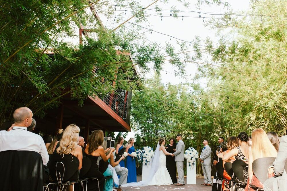 Blue and white wedding ceremony at NOVA 535 in St Pete
