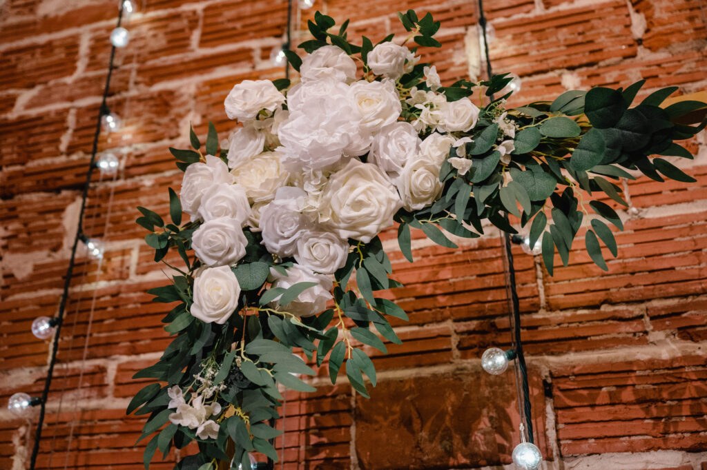 White and Ivory Rose Wedding Ceremony Arch Flower Ideas