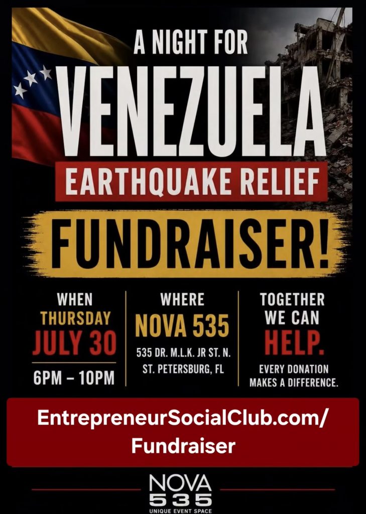 2026 Venezuela Earthquake Fundraiser Thursday July 30 at NOVA 535 from 6pm to 10 pm