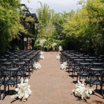 Black and White Great Gatsby Wedding Ceremony in Bamboo Courtyard | St Pete Event Venue Nova 535