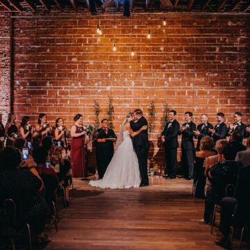 Romantic Burgundy industrial chic downtown St. Pete Florida wedding at historic venue NOVA 535