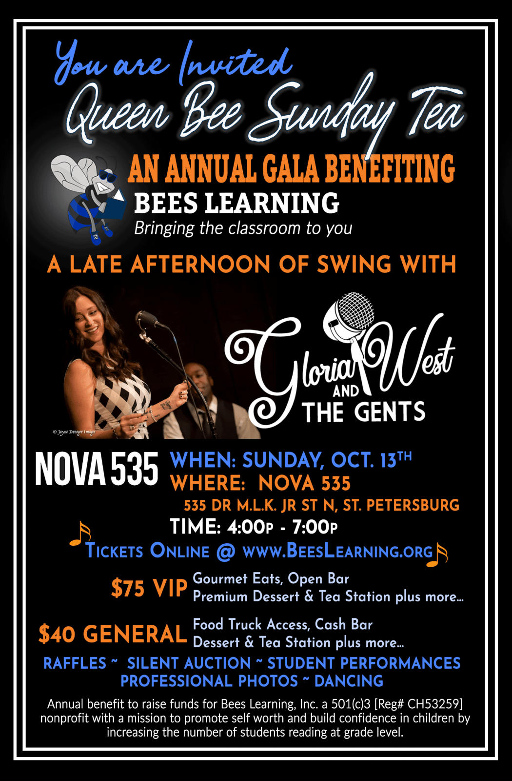 2019 10-13 Bees Learning Annual Gala and Dance Party at NOVA 535 - flyer