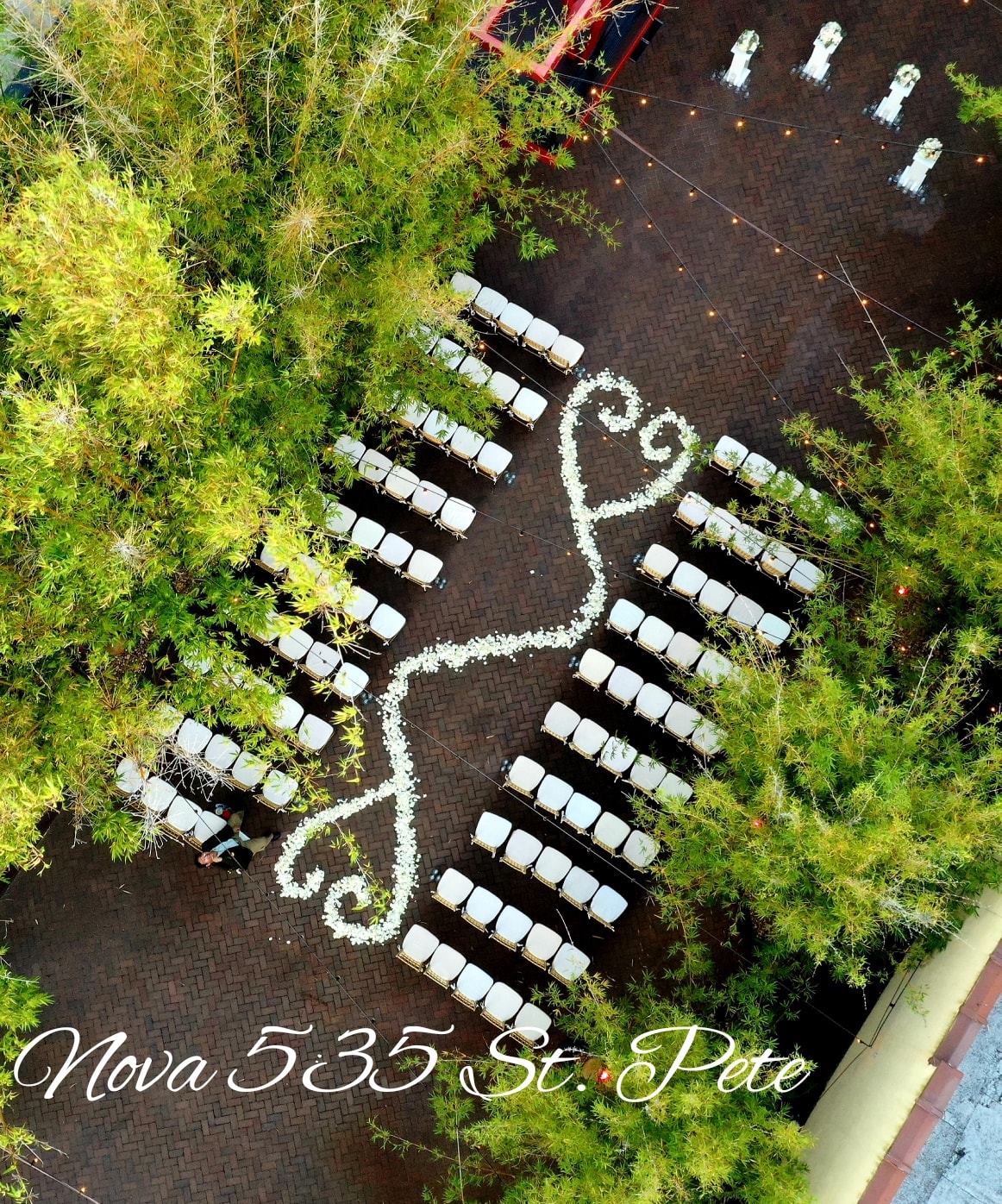 Aerial view of Courtyard Ceremony at historic Downtown St. Pete venue NOVA 535